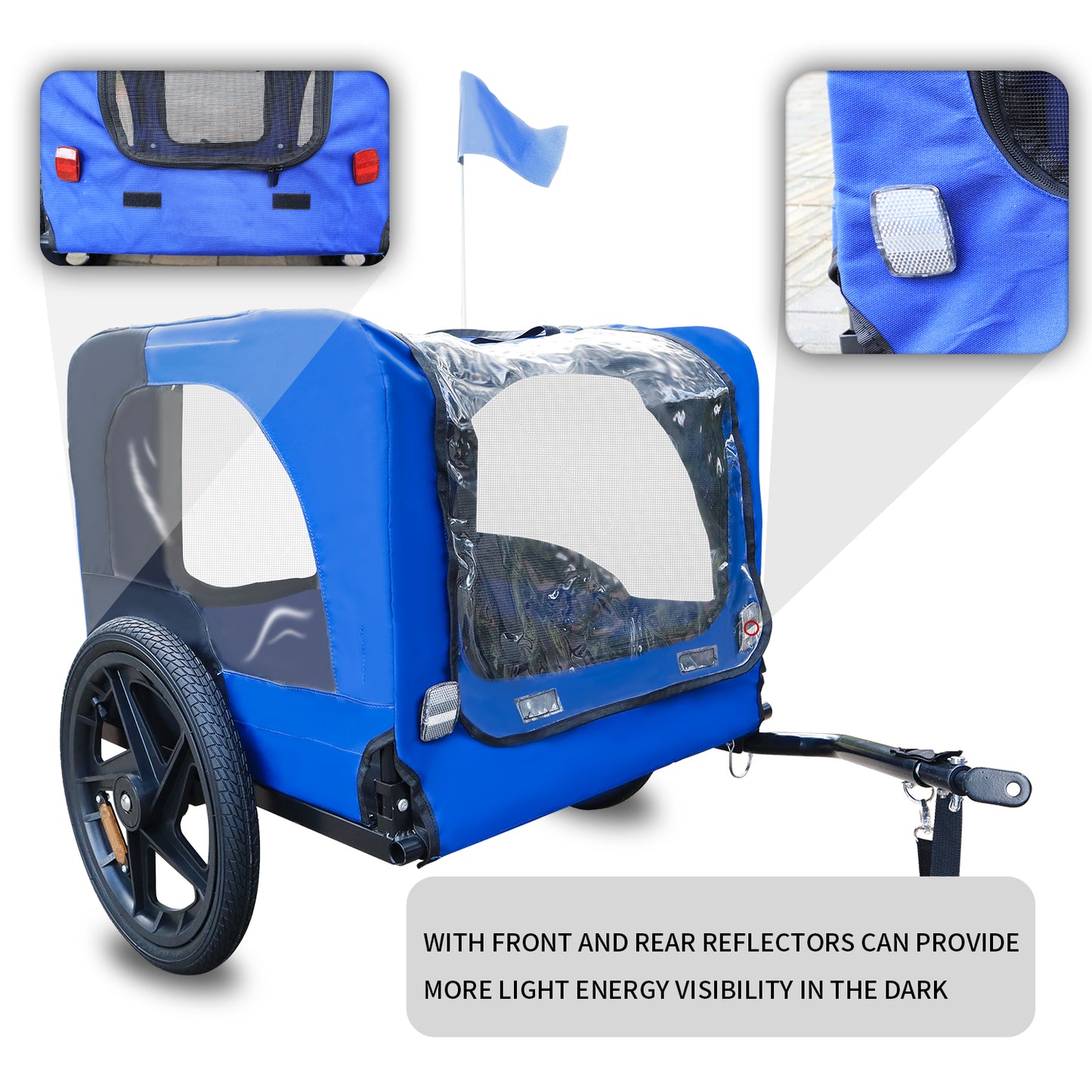 Pet Bike Trailer Dog Cart for Bicycle,Suitable for Small and Medium Pets, Easy Folding Cart Frame, Quick Release Wheel, Non-Slip Floor, Internal Leash