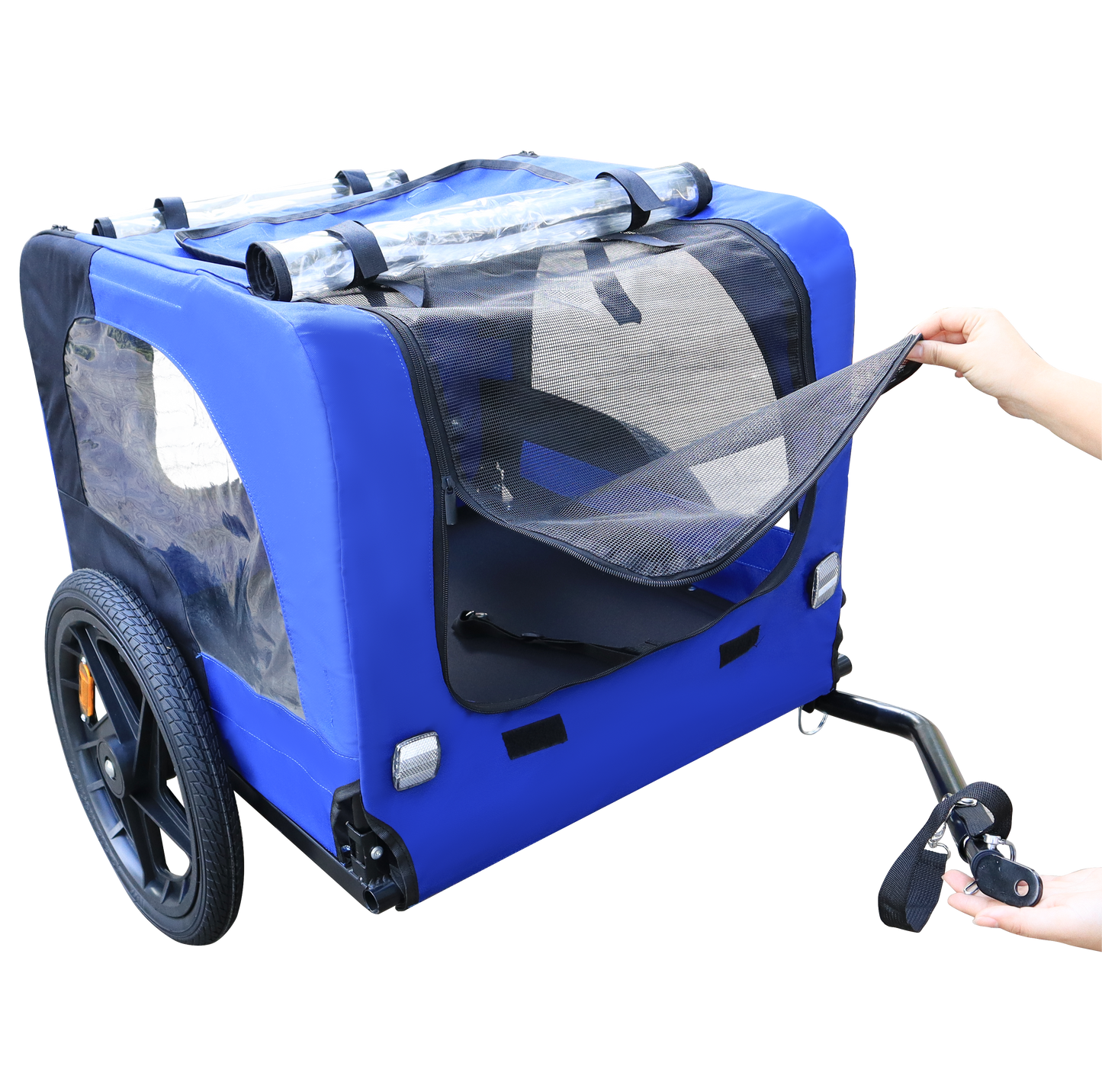 Pet Bike Trailer Dog Cart for Bicycle,Suitable for Small and Medium Pets, Easy Folding Cart Frame, Quick Release Wheel, Non-Slip Floor, Internal Leash