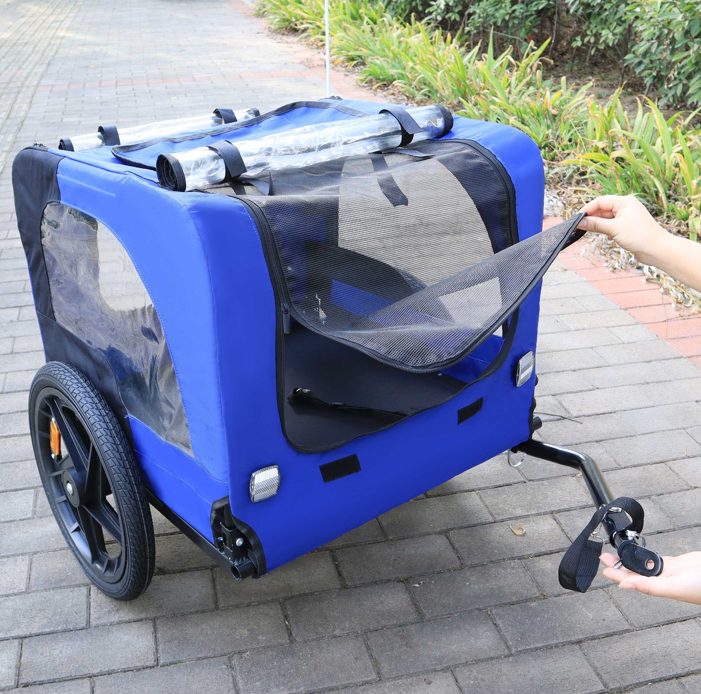Pet Bike Trailer Dog Cart for Bicycle,Suitable for Small and Medium Pets, Easy Folding Cart Frame, Quick Release Wheel, Non-Slip Floor, Internal Leash