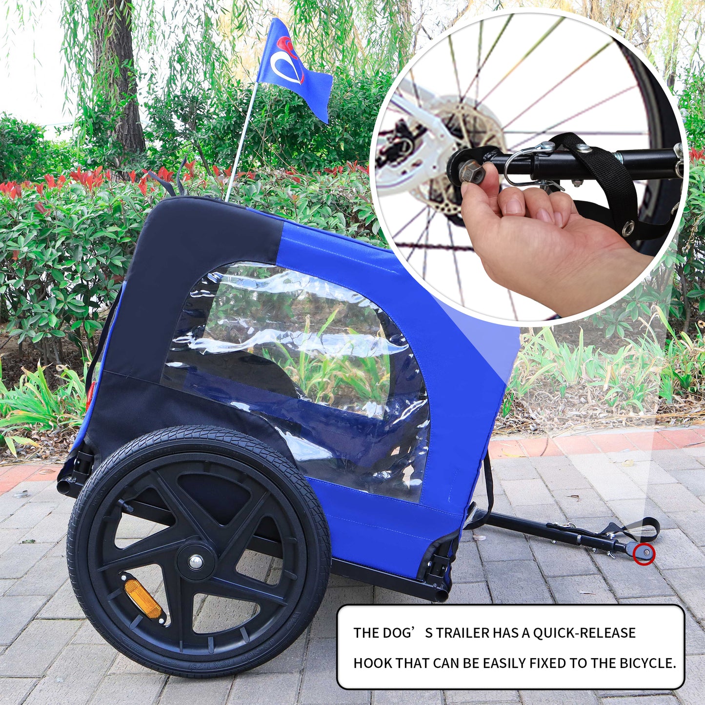 Pet Bike Trailer Dog Cart for Bicycle,Suitable for Small and Medium Pets, Easy Folding Cart Frame, Quick Release Wheel, Non-Slip Floor, Internal Leash