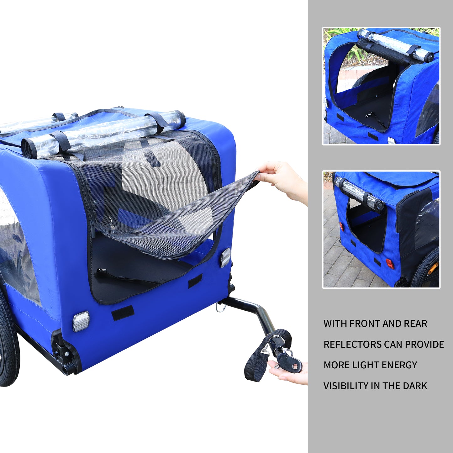 Pet Bike Trailer Dog Cart for Bicycle,Suitable for Small and Medium Pets, Easy Folding Cart Frame, Quick Release Wheel, Non-Slip Floor, Internal Leash