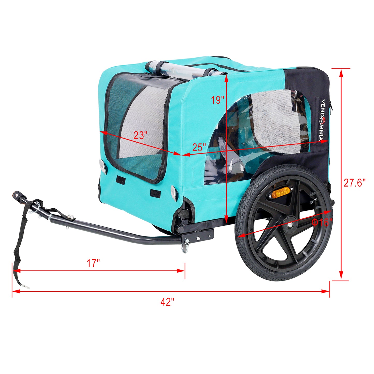Pet Bike Trailer Dog Cart for Bicycle,Suitable for Small and Medium Pets, Easy Folding Cart Frame, Quick Release Wheel, Non-Slip Floor, Internal Leash