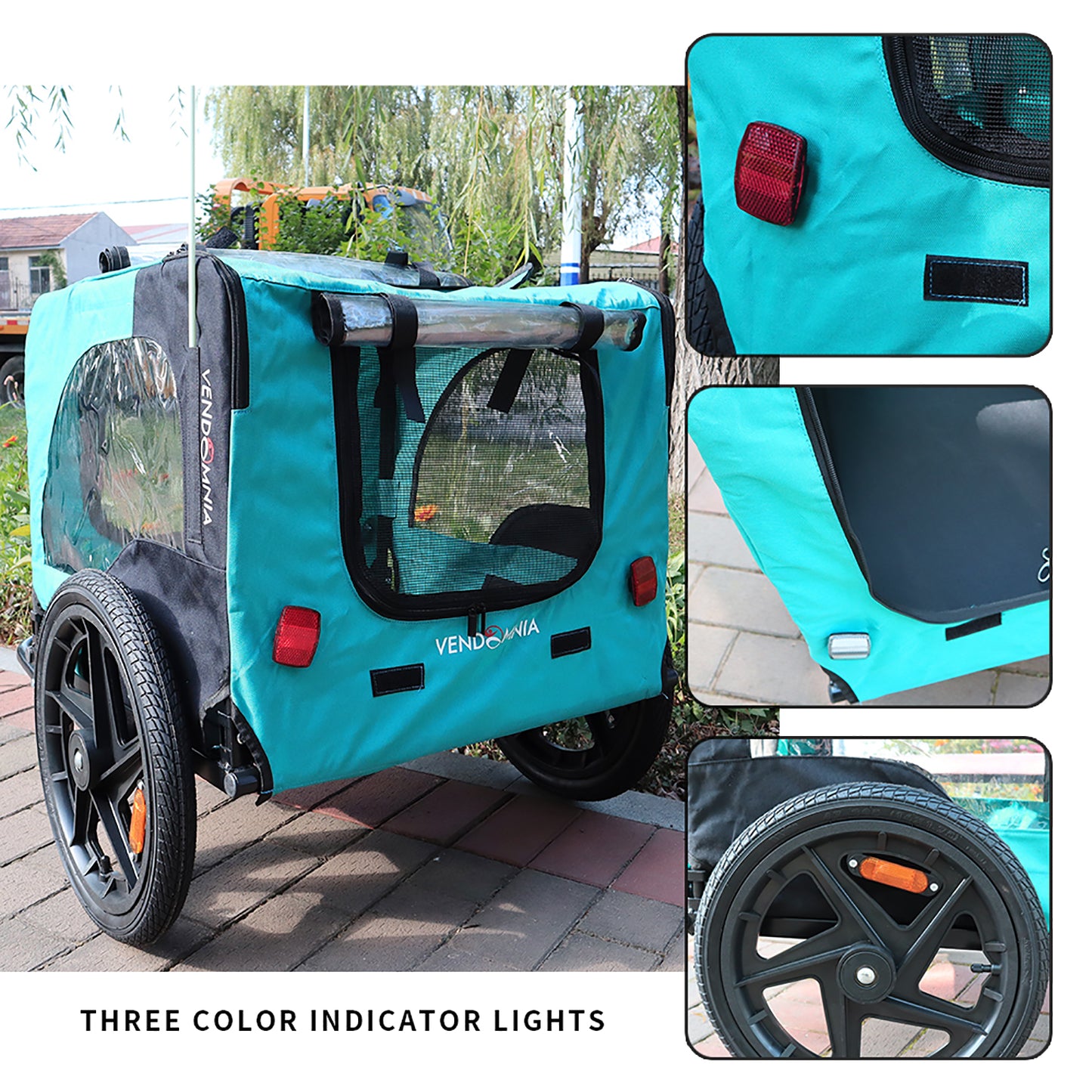 Pet Bike Trailer Dog Cart for Bicycle,Suitable for Small and Medium Pets, Easy Folding Cart Frame, Quick Release Wheel, Non-Slip Floor, Internal Leash
