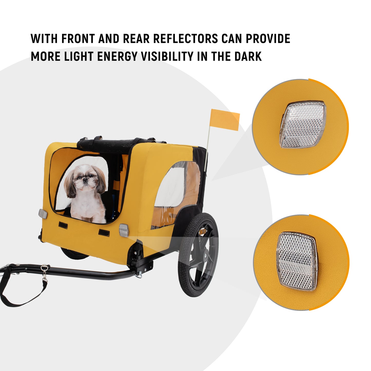 Pet Bike Trailer Dog Cart for Bicycle,Suitable for Small and Medium Pets, Easy Folding Cart Frame, Quick Release Wheel, Non-Slip Floor, Internal Leash