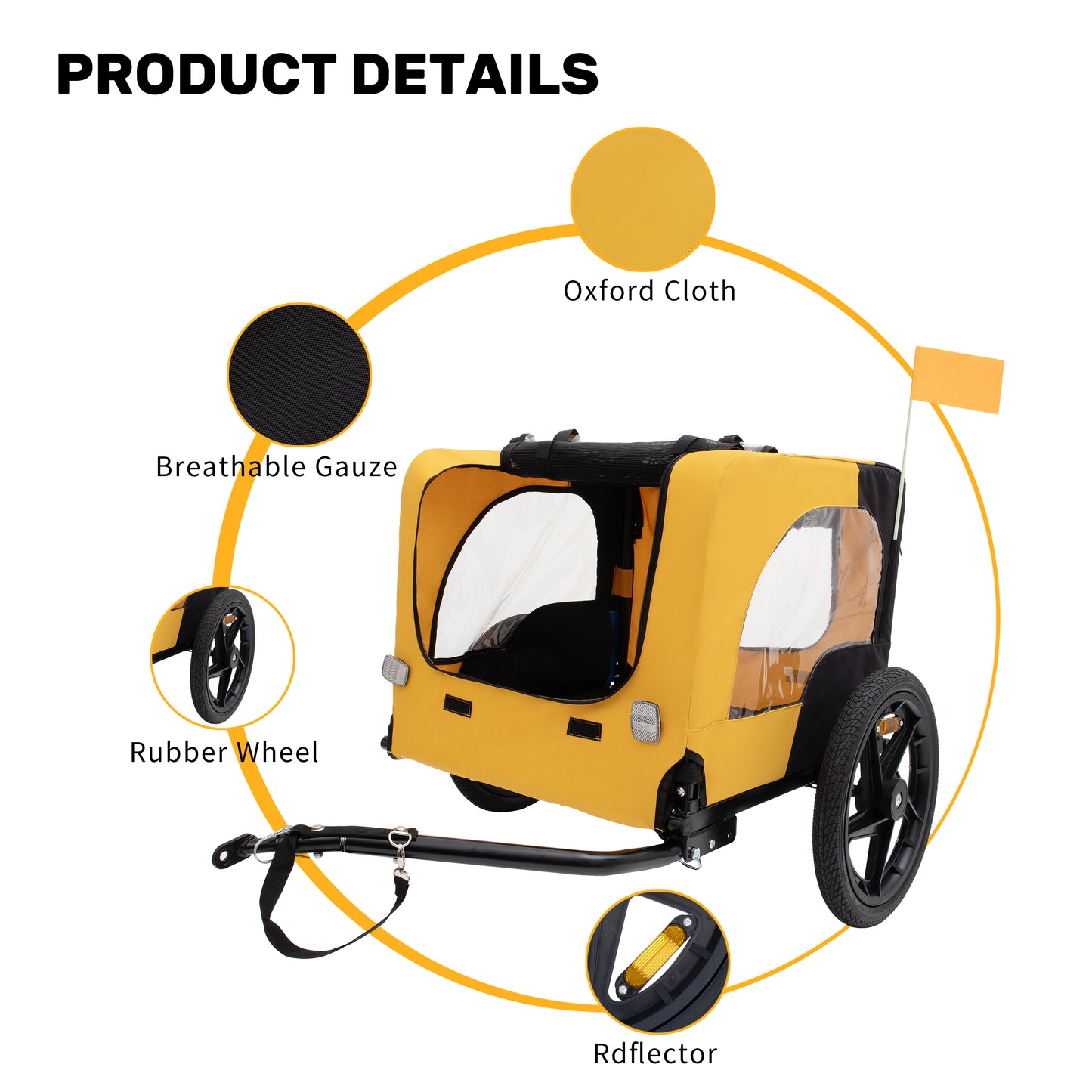 Pet Bike Trailer Dog Cart for Bicycle,Suitable for Small and Medium Pets, Easy Folding Cart Frame, Quick Release Wheel, Non-Slip Floor, Internal Leash
