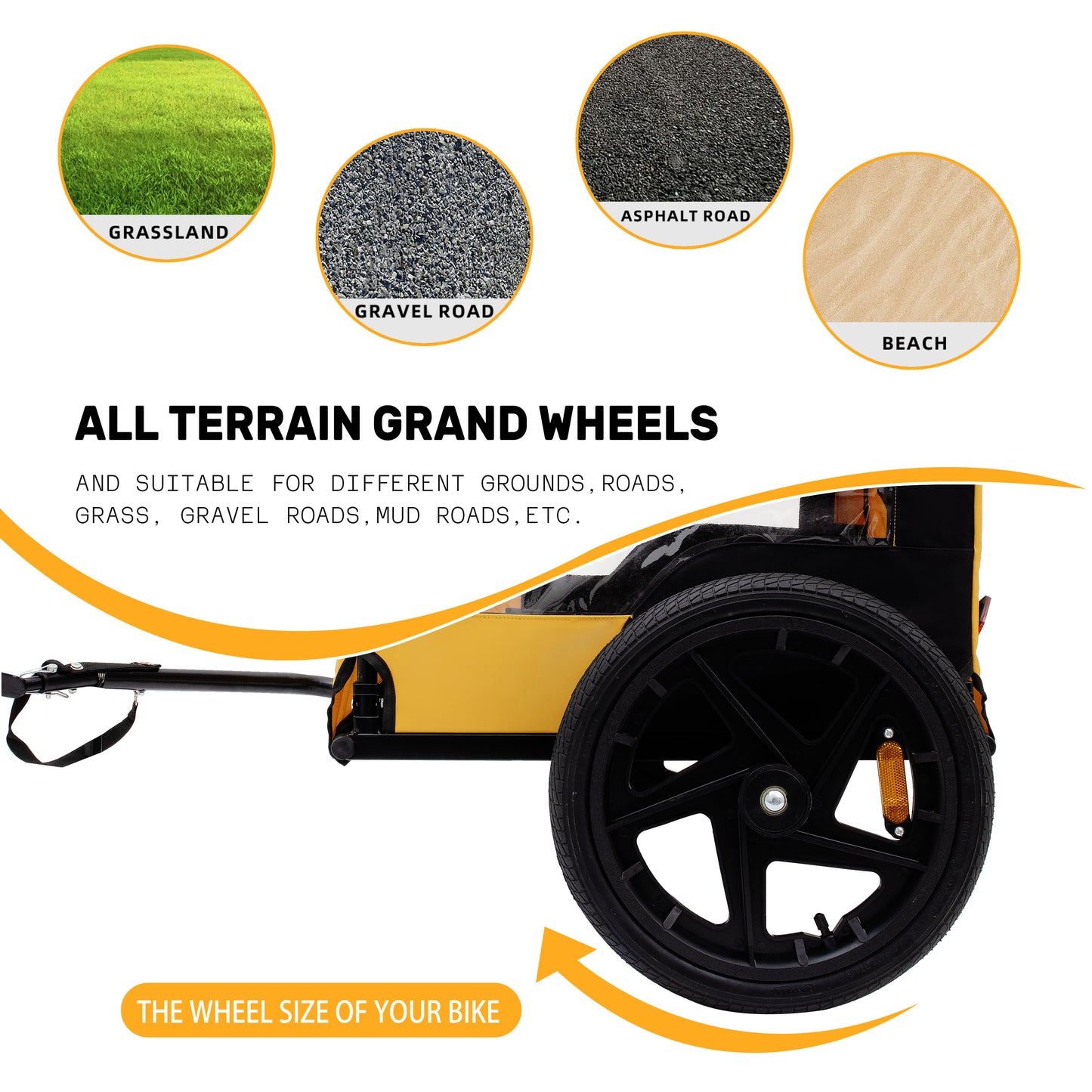 Pet Bike Trailer Dog Cart for Bicycle,Suitable for Small and Medium Pets, Easy Folding Cart Frame, Quick Release Wheel, Non-Slip Floor, Internal Leash