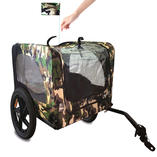 Pet Bike Trailer Dog Cart for Bicycle,Suitable for Small and Medium Pets, Easy Folding Cart Frame, Quick Release Wheel, Non-Slip Floor, Internal Leash