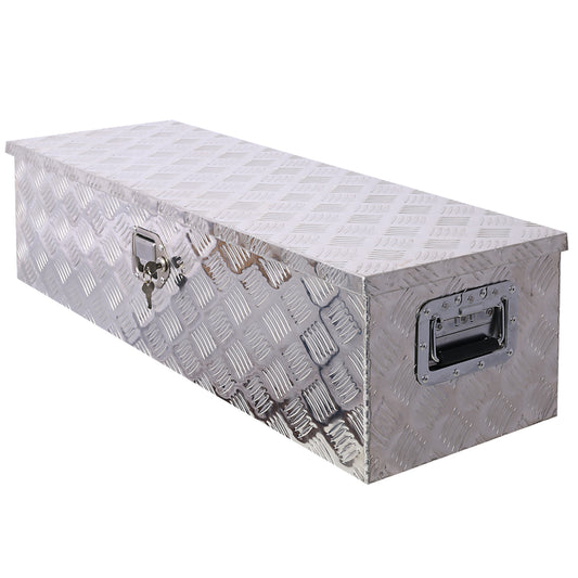 39inch Aluminum tool box,heavy duty truck bed tool box,outdoor trailer pickup storage tool box,RV storage organizer,underbody box w/lock keys,silver 39x13x10inch
