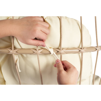 Outdoor Garden Rattan Egg Swing Chair Hanging Chair Wood+Khaki