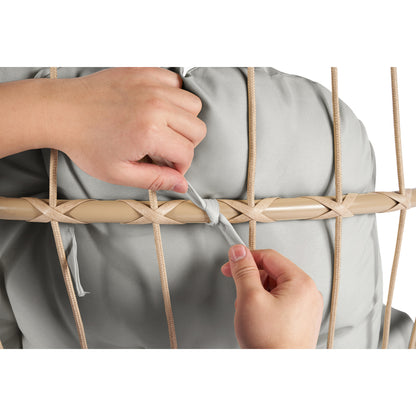 Outdoor Garden Rattan Egg Swing Chair Hanging Chair Wood+Light Gray