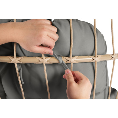 Outdoor Garden Rattan Egg Swing Chair Hanging Chair Wood+Dark Gray