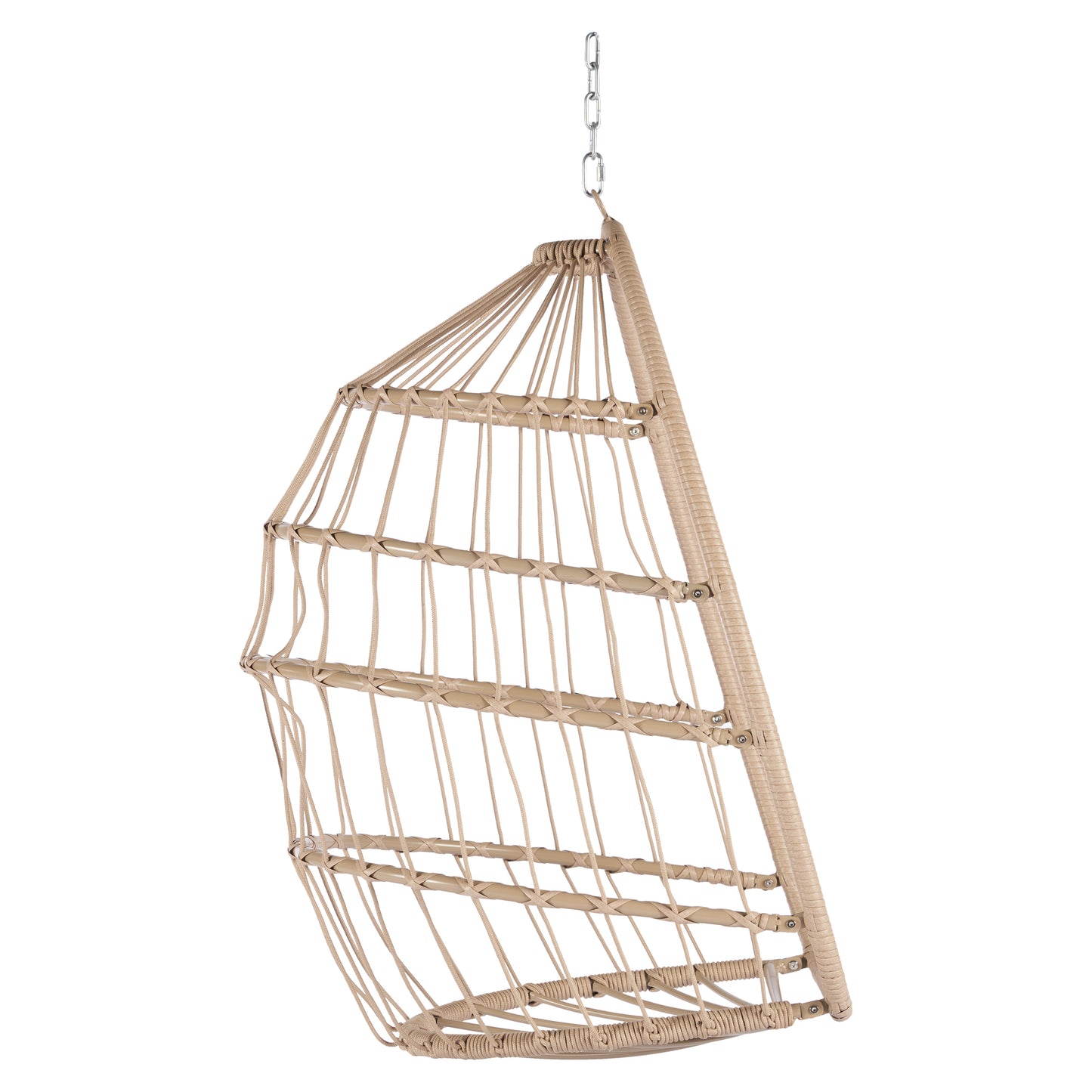 Outdoor Garden Rattan Egg Swing Chair Hanging Chair Wood+Dark Gray
