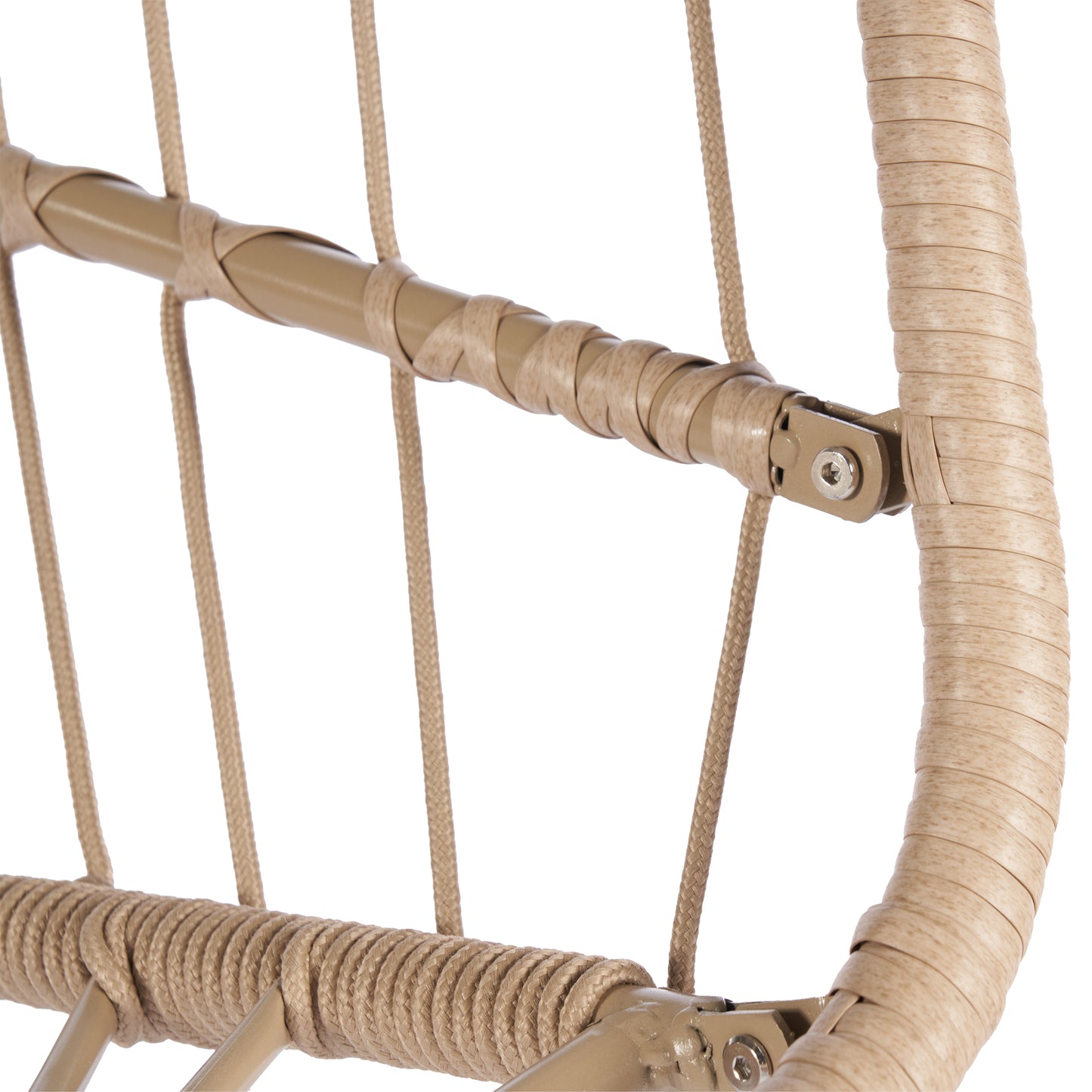 Outdoor Garden Rattan Egg Swing Chair Hanging Chair WOOD + DARK BLUE