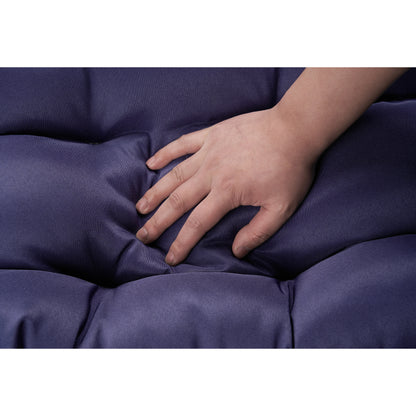 Outdoor Garden Rattan Egg Swing Chair Hanging Chair WOOD + DARK BLUE