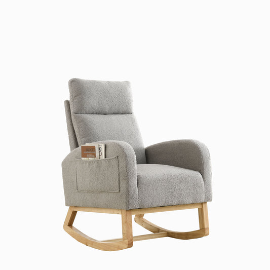Welike 27.6"W Modern Accent High Backrest Living Room Lounge Arm Rocking Chair, Two Side Pocket