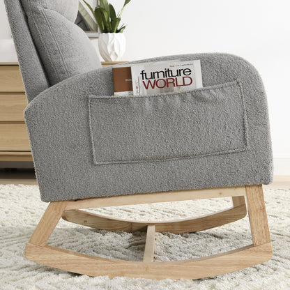 Welike 27.6"W Modern Accent High Backrest Living Room Lounge Arm Rocking Chair, Two Side Pocket