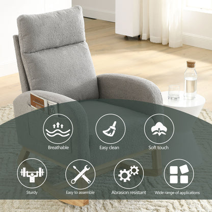 Welike 27.6"W Modern Accent High Backrest Living Room Lounge Arm Rocking Chair, Two Side Pocket