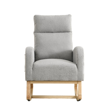 Welike 27.6"W Modern Accent High Backrest Living Room Lounge Arm Rocking Chair, Two Side Pocket
