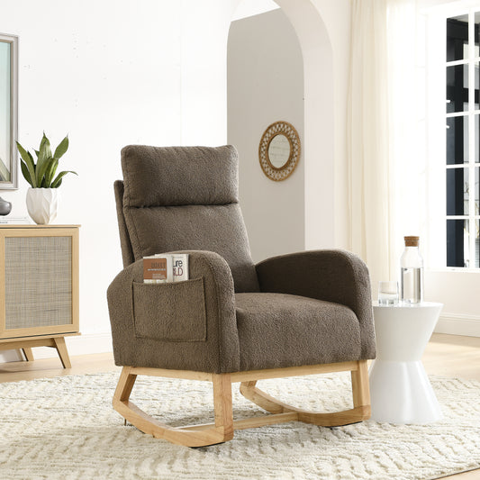 Welike 27.6"W Modern Accent High Backrest Living Room Lounge Arm Rocking Chair, Two Side Pocket
