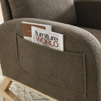 Welike 27.6"W Modern Accent High Backrest Living Room Lounge Arm Rocking Chair, Two Side Pocket