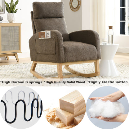 Welike 27.6"W Modern Accent High Backrest Living Room Lounge Arm Rocking Chair, Two Side Pocket