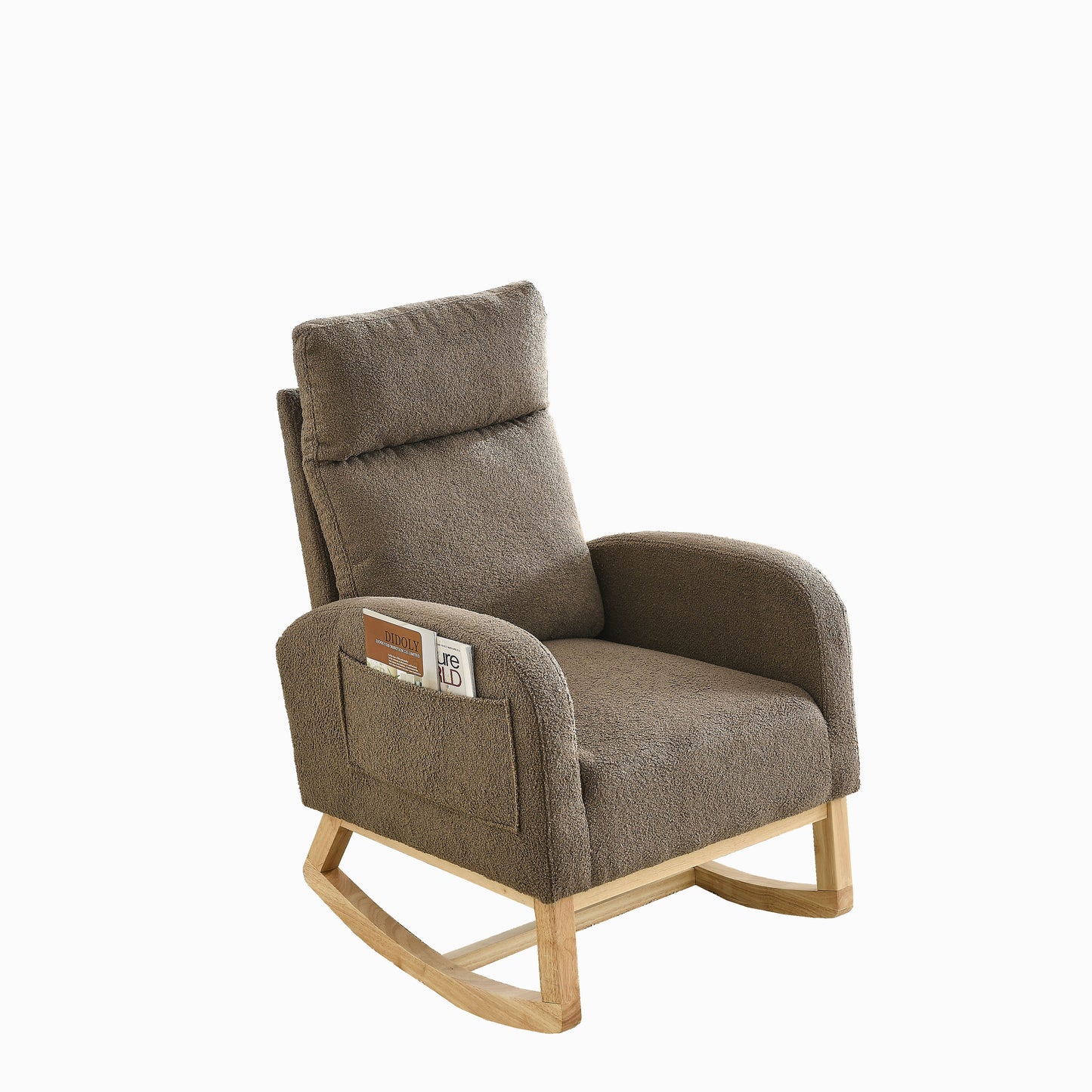 Welike 27.6"W Modern Accent High Backrest Living Room Lounge Arm Rocking Chair, Two Side Pocket