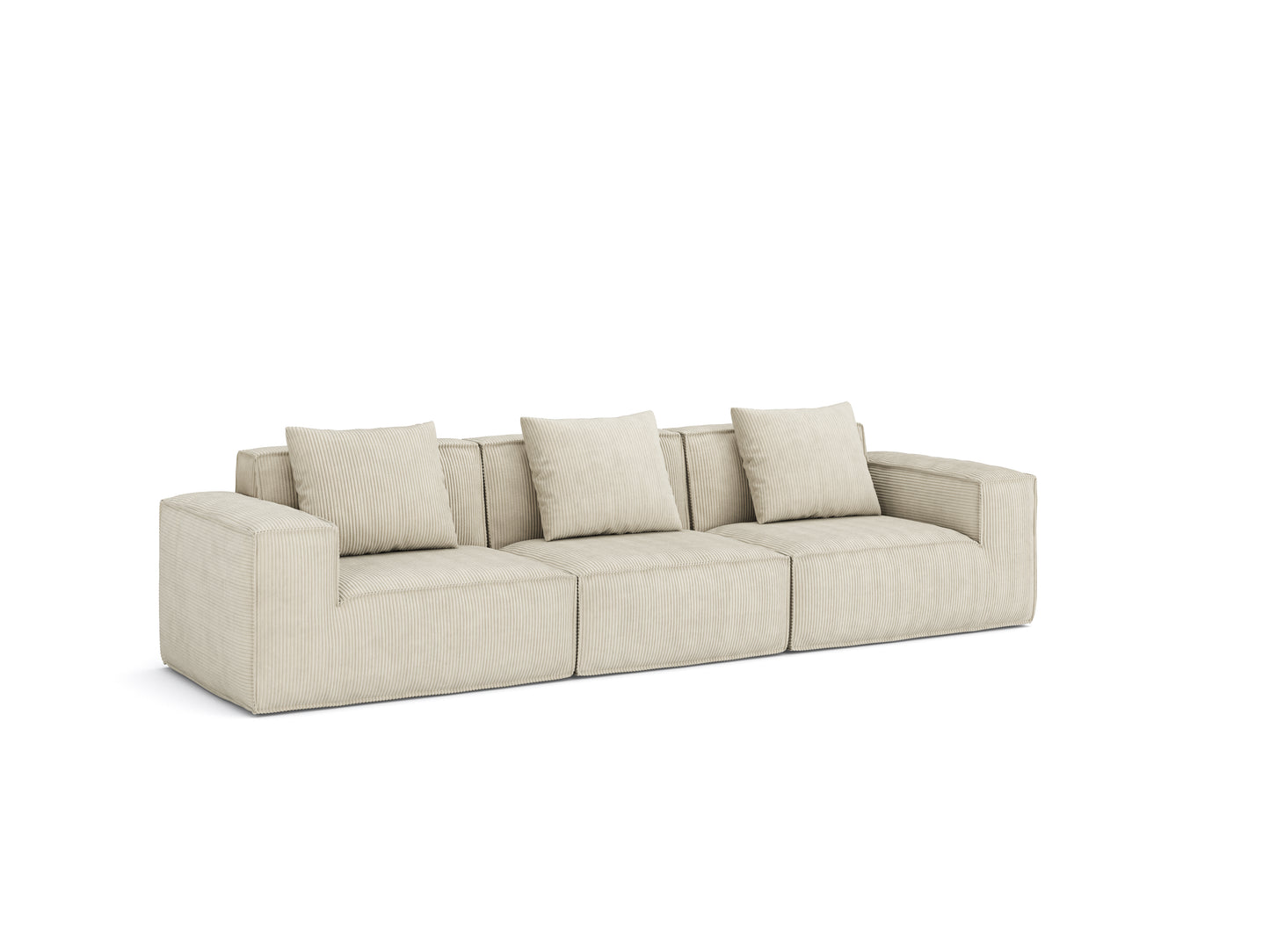 118-inch modular sofa can be converted into an oversized sofa bed Free conversion sofa set flexible configuration, soft corduroy cloud velvet fabric Three-person combination cream