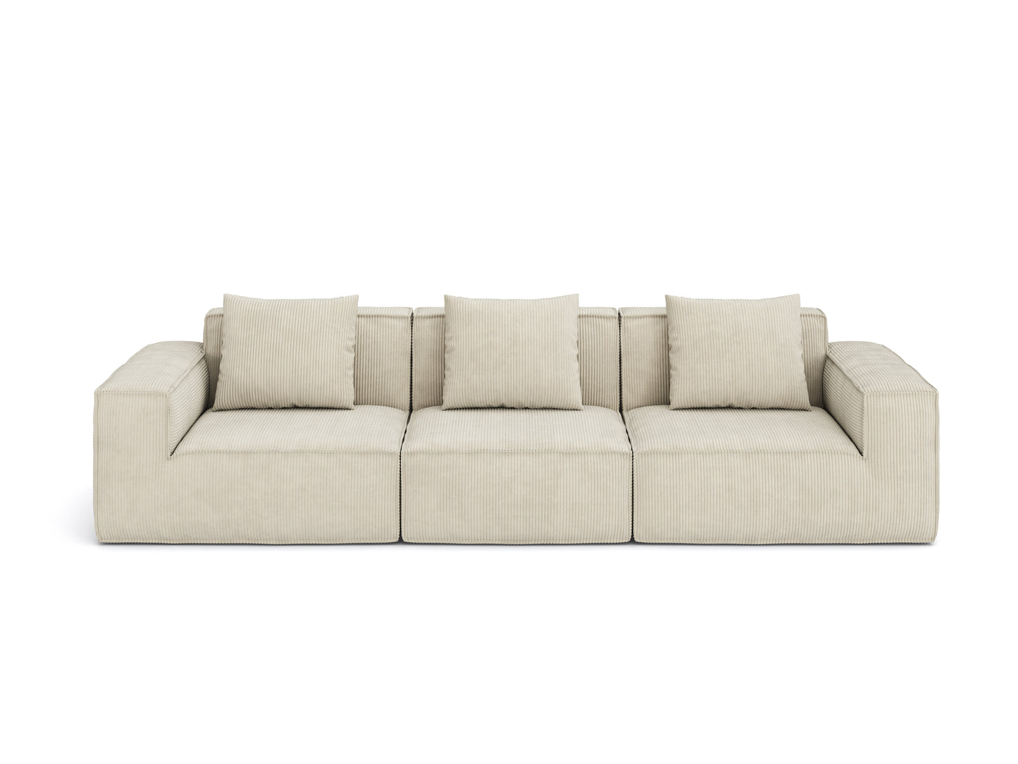118-inch modular sofa can be converted into an oversized sofa bed Free conversion sofa set flexible configuration, soft corduroy cloud velvet fabric Three-person combination cream