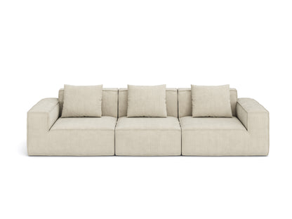 118-inch modular sofa can be converted into an oversized sofa bed Free conversion sofa set flexible configuration, soft corduroy cloud velvet fabric Three-person combination cream