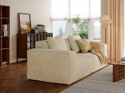 modular sofa can be converted into an oversized sofa bed Free conversion sofa set flexible configuration, soft corduroy cloud velvet fabric two person combination-cream