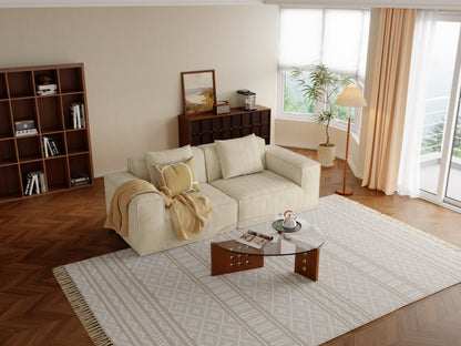 modular sofa can be converted into an oversized sofa bed Free conversion sofa set flexible configuration, soft corduroy cloud velvet fabric two person combination-cream