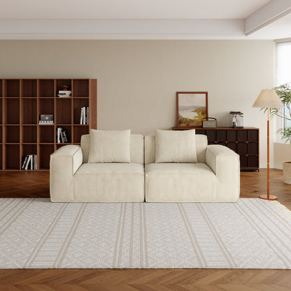 modular sofa can be converted into an oversized sofa bed Free conversion sofa set flexible configuration, soft corduroy cloud velvet fabric two person combination-cream