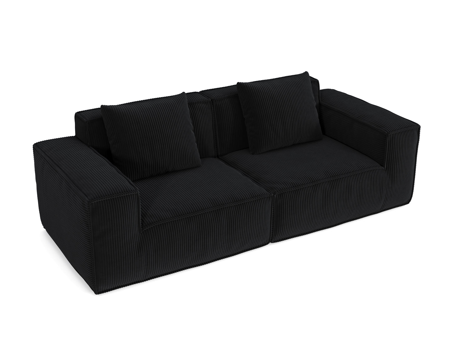 modular sofa can be converted into an oversized sofa bed Free conversion sofa set flexible configuration, soft corduroy cloud velvet fabric two person combination-black