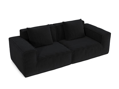 modular sofa can be converted into an oversized sofa bed Free conversion sofa set flexible configuration, soft corduroy cloud velvet fabric two person combination-black