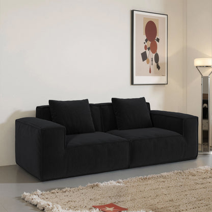 modular sofa can be converted into an oversized sofa bed Free conversion sofa set flexible configuration, soft corduroy cloud velvet fabric two person combination-black