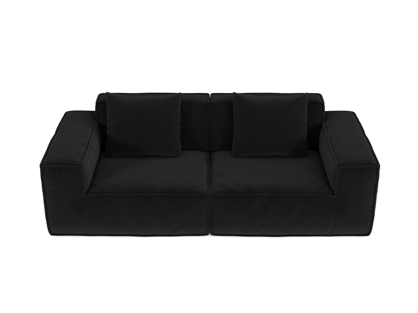 modular sofa can be converted into an oversized sofa bed Free conversion sofa set flexible configuration, soft corduroy cloud velvet fabric two person combination-black