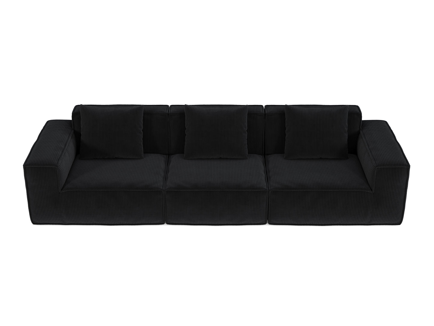 118-inch modular sofa can be converted into an oversized sofa bed Free conversion sofa set flexible configuration, soft corduroy cloud velvet fabric Three-person combination BLACK