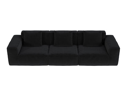 118-inch modular sofa can be converted into an oversized sofa bed Free conversion sofa set flexible configuration, soft corduroy cloud velvet fabric Three-person combination BLACK