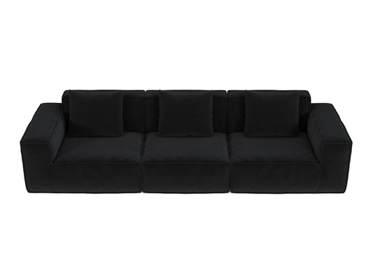 118-inch modular sofa can be converted into an oversized sofa bed Free conversion sofa set flexible configuration, soft corduroy cloud velvet fabric Three-person combination BLACK