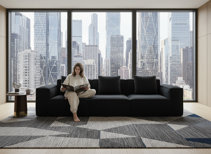 118-inch modular sofa can be converted into an oversized sofa bed Free conversion sofa set flexible configuration, soft corduroy cloud velvet fabric Three-person combination BLACK