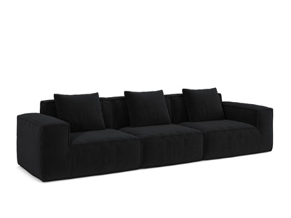 118-inch modular sofa can be converted into an oversized sofa bed Free conversion sofa set flexible configuration, soft corduroy cloud velvet fabric Three-person combination BLACK