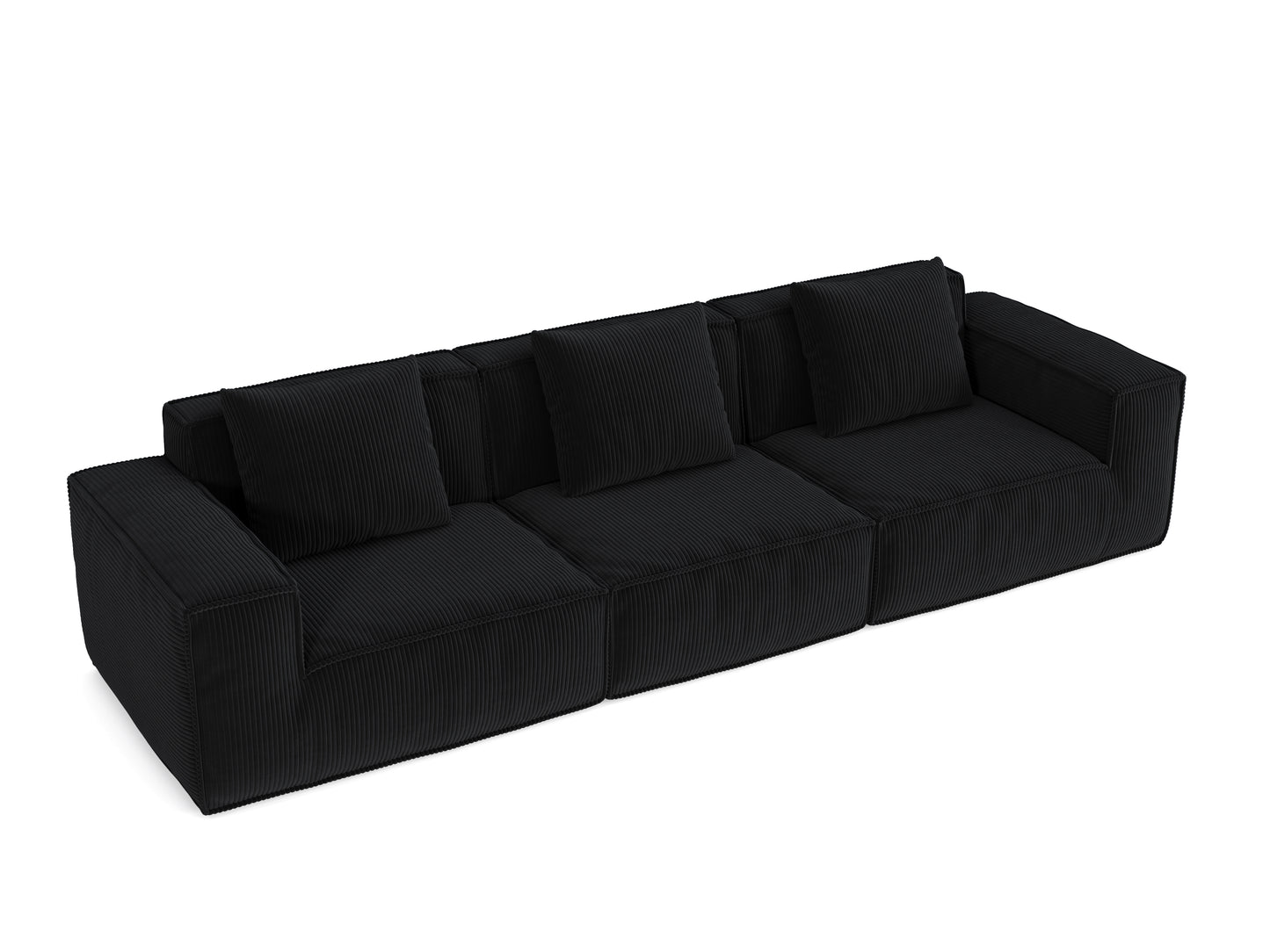 118-inch modular sofa can be converted into an oversized sofa bed Free conversion sofa set flexible configuration, soft corduroy cloud velvet fabric Three-person combination BLACK