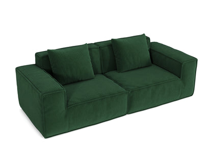 modular sofa can be converted into an oversized sofa bed Free conversion sofa set flexible configuration, soft corduroy cloud velvet fabric two person combination-green