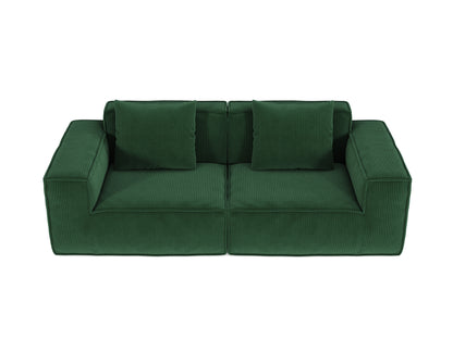 modular sofa can be converted into an oversized sofa bed Free conversion sofa set flexible configuration, soft corduroy cloud velvet fabric two person combination-green