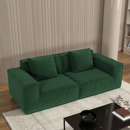 modular sofa can be converted into an oversized sofa bed Free conversion sofa set flexible configuration, soft corduroy cloud velvet fabric two person combination-green
