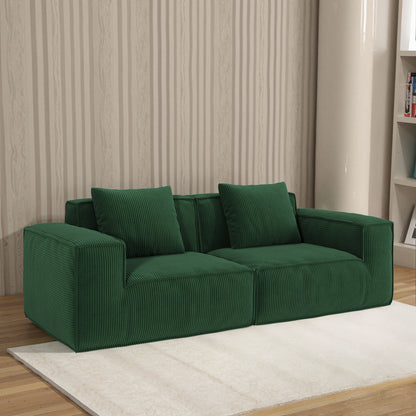 modular sofa can be converted into an oversized sofa bed Free conversion sofa set flexible configuration, soft corduroy cloud velvet fabric two person combination-green