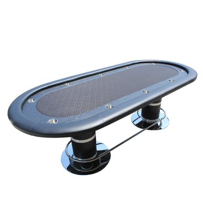 96" Poker Table 10-Player for Casino Game Texas Holdem Elite Oval Black Waterproof Felt with Racetrack