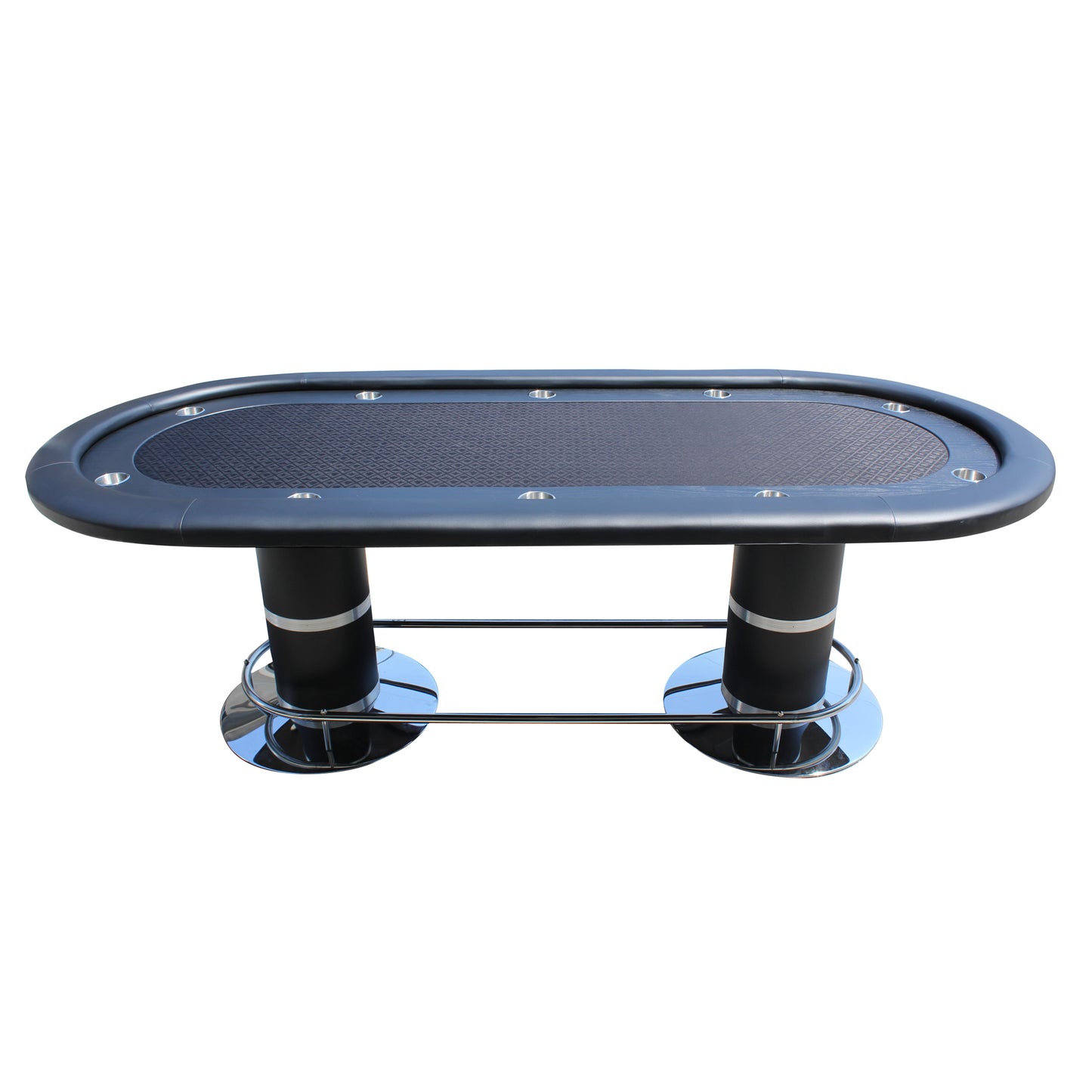96" Poker Table 10-Player for Casino Game Texas Holdem Elite Oval Black Waterproof Felt with Racetrack