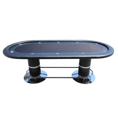 96" Poker Table 10-Player for Casino Game Texas Holdem Elite Oval Black Waterproof Felt with Racetrack