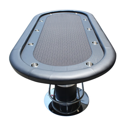 96" Poker Table 10-Player for Casino Game Texas Holdem Elite Oval Black Waterproof Felt with Racetrack